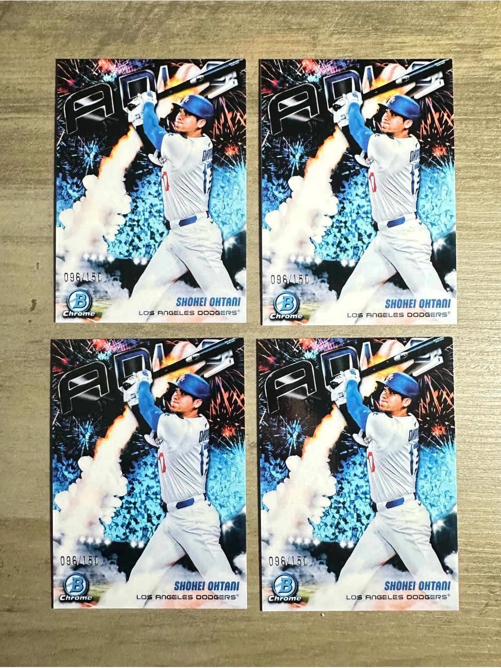 Shohei Ohtani Lot of (4) Topps 96/150 Adios #AD-17 Novelty Card. LA Dodgers.